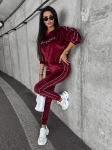 Welurowy komplet damski OLAVOGA DRESSY bordo - maWer Fashion