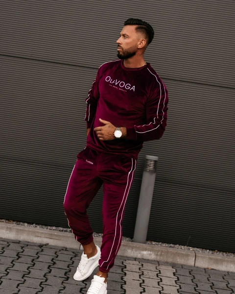 Welurowy komplet męski OLAVOGA DRESSY MEN bordo - maWer Fashion