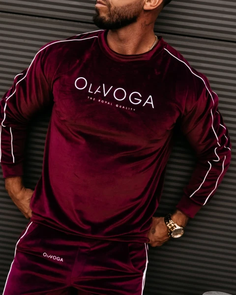 Welurowy komplet męski OLAVOGA DRESSY MEN bordo - maWer Fashion