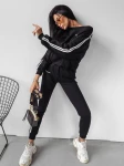 Komplet damski OLAVOGA STRIPES 2024 czarny  - maWer Fashion