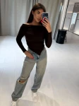 Bluzka damska OLAVOGA MERA 2026 brązowa - maWer Fashion
