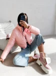 Kurtka damska OLAVOGA PUFFA 2026 pudrowy róż - maWer Fashion