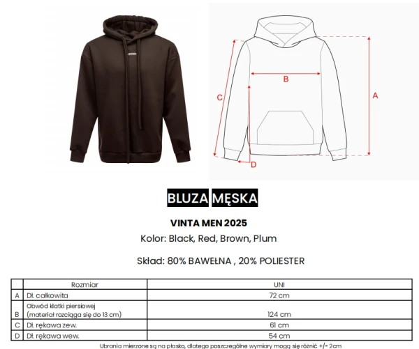 Bluza męska OLAVOGA VINTA MEN 2025 - czerwona - maWer Fashion
