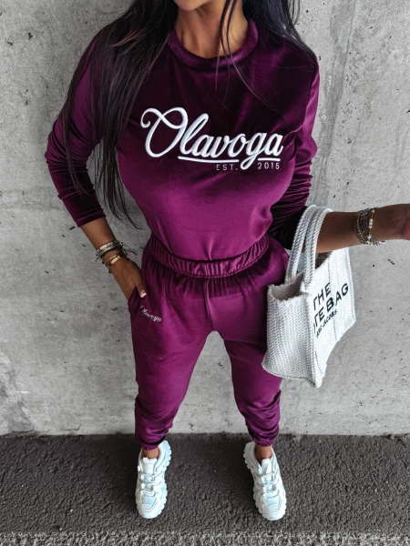Welurowy komplet damski OLAVOGA SOULMATE śliwka – maWer Fashion