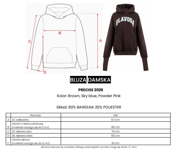 Bluza damska OLAVOGA PRECISE 2026 brąz - mawershop