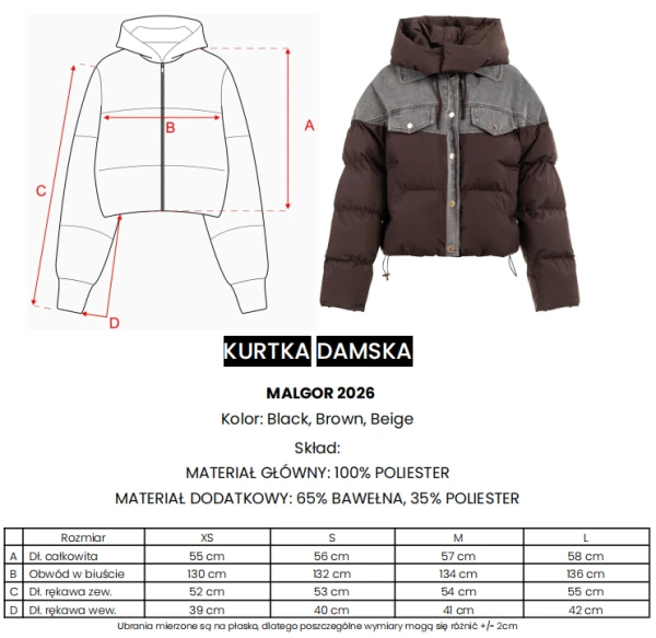 Kurtka damska OLAVOGA MALGOR 2026 brązowa - mawershop