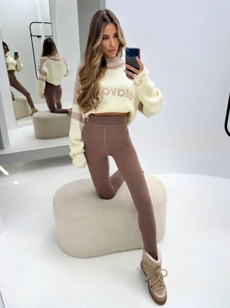 Legginsy damskie OLAVOGA NEBULA 2026 ciemny beż - mawershop