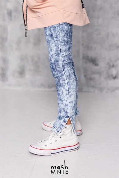 Spodnie dziewczęce jeansowe ACID WASH mashMNIE niebieskie