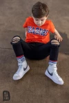 T - shirt chłopięcy z aplikacją ALL FOR KIDS pomarańczowy