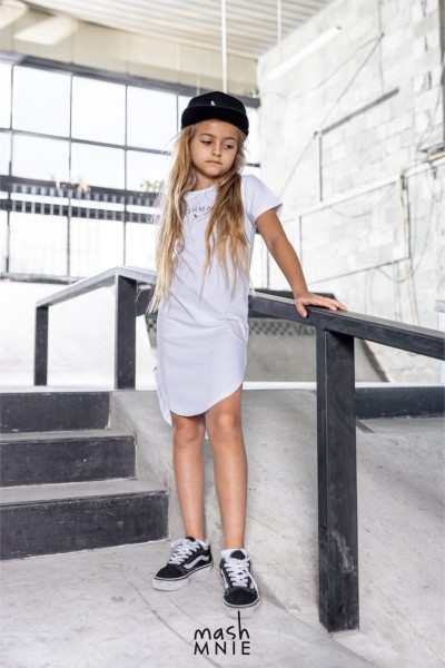 T- shirtowa sukienka dziewczęca mashMNIE biała