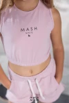Komplet dziewczęcy CROP TOP ze spodenkami mashMNIE różowy