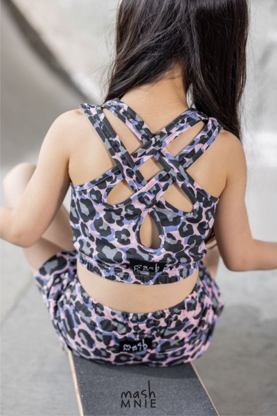 Komplet dziewczęcy CROP TOP ze spodenkami mashMNIE panterka