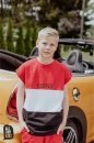 T- shirt chłopięcy w pasy ALL FOR KIDS czerwono - biały