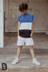 T- shirt chłopięcy w pasy ALL FOR KIDS niebiesko - biały