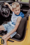 T-shirt chłopięcy bez rękawów z kapturem ALL FOR KIDS biało - niebieski