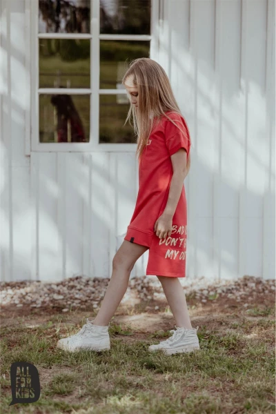 Sukienka dziewczęca good vibes only ALL FOR KIDS czerwona