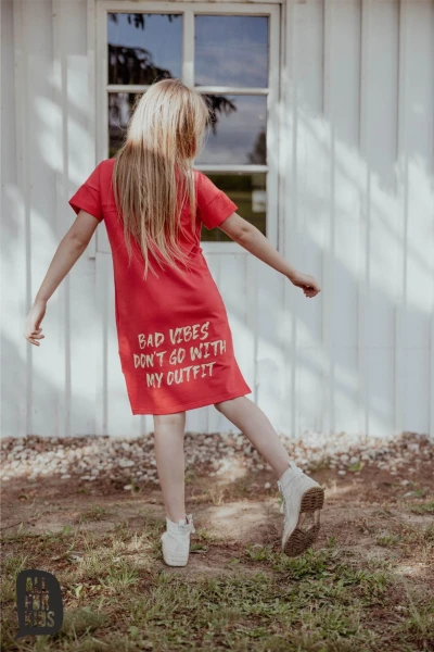 Sukienka dziewczęca good vibes only ALL FOR KIDS czerwona