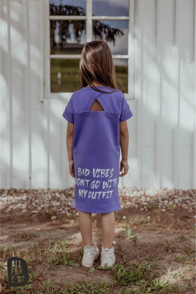 Sukienka dziewczęca good vibes only ALL FOR KIDS fioletowa