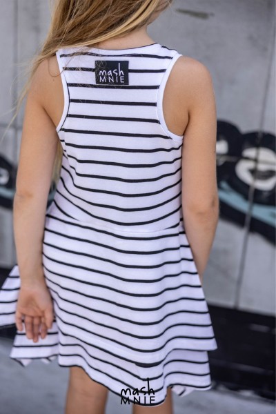 Sukienka dziewczęca w paski MASH MNIE biało - czarna