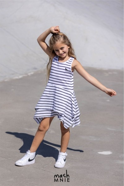 Sukienka dziewczęca w paski MASH MNIE biało - czarna