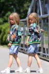 Bomberka dziewczęca z falbanką Qba kids granatowa w liście- maWer Fashion