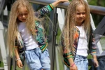 Bomberka dziewczęca z falbanką Qba kids granatowa w liście- maWer Fashion