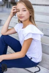 Bluzka dziewczęca z falbanką na rękawie ALL FOR KIDS biała