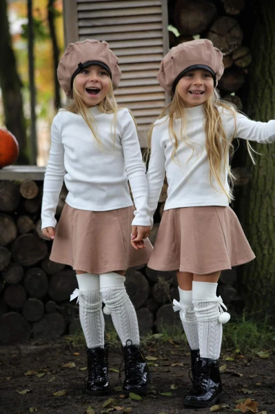 Spódnica dziewczęca rozkloszowana Qba Kids beżowa