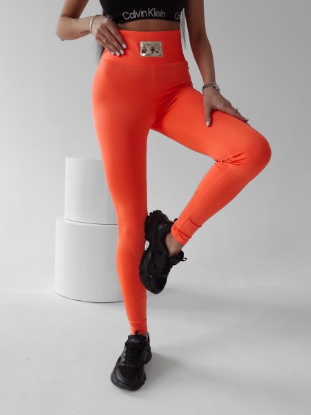 Legginsy damskie OLAVOGA JUDITH neon pomarańcz - maWer Fashion