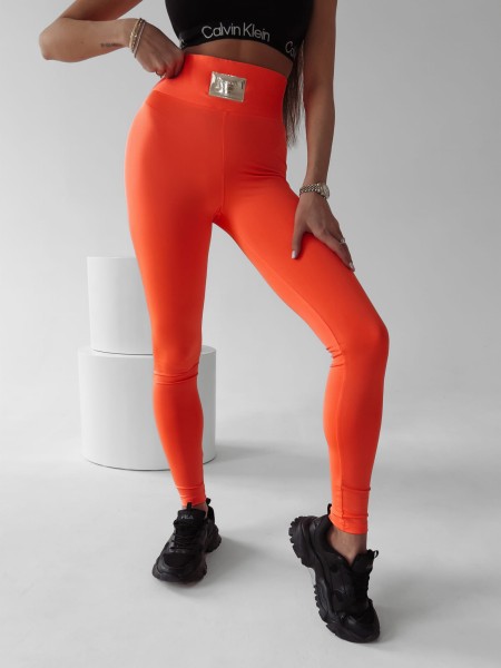 Legginsy damskie OLAVOGA JUDITH neon pomarańcz - maWer Fashion
