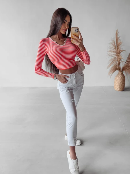 Spodnie jeansowe damskie OLAVOGA CAMI 249 białe – maWer Fashion