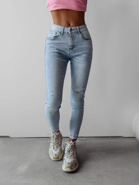 Spodnie jeansowe damskie OLAVOGA CALIS 8588 niebieskie - maWer Fashion