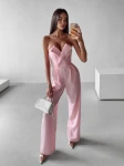 Kombinezon damski OLAVOGA DIENA pudrowy róż – maWer Fashion