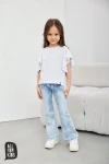 Bluzka dziewczęca z falbanką ALL FOR KIDS biała -maWer Fashion