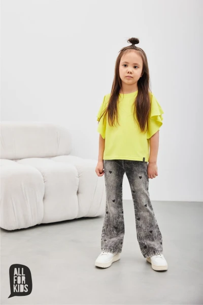 Bluzka dziewczęca z falbanką ALL FOR KIDS limonka - maWer Fashion