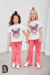 Spodnie dziewczęce dzwony ALL FOR KIDS koralowe - maWer Fashion