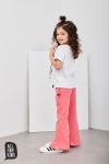 Spodnie dziewczęce dzwony ALL FOR KIDS koralowe - maWer Fashion
