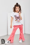 Spodnie dziewczęce dzwony ALL FOR KIDS koralowe - maWer Fashion