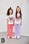 Spodnie dziewczęce dzwony ALL FOR KIDS koralowe - maWer Fashion