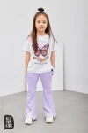 Spodnie dziewczęce dzwony ALL FOR KIDS fioletowe  -maWer Fashion