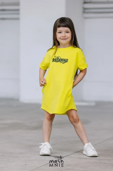 T-shirtowa sukienka MASH MNIE neonowo żółta - maWer Fashion