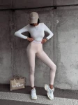Legginsy damskie OLAVOGA LEGRA 2023 beżowe - maWer Fashion