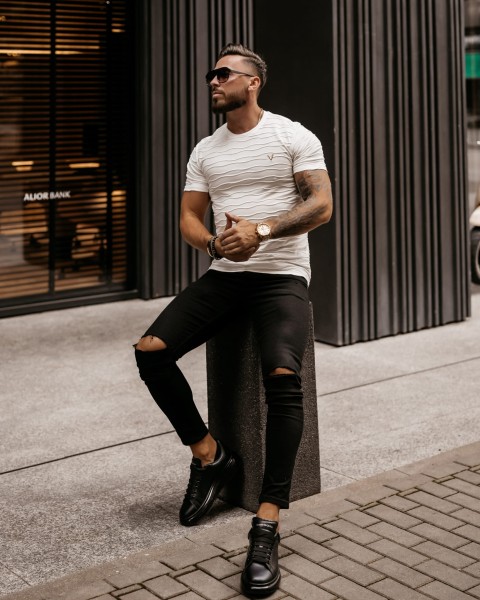 Spodnie jeansowe męskie OLAVOGA MASSINO 2023 czarne  - maWer Fashion