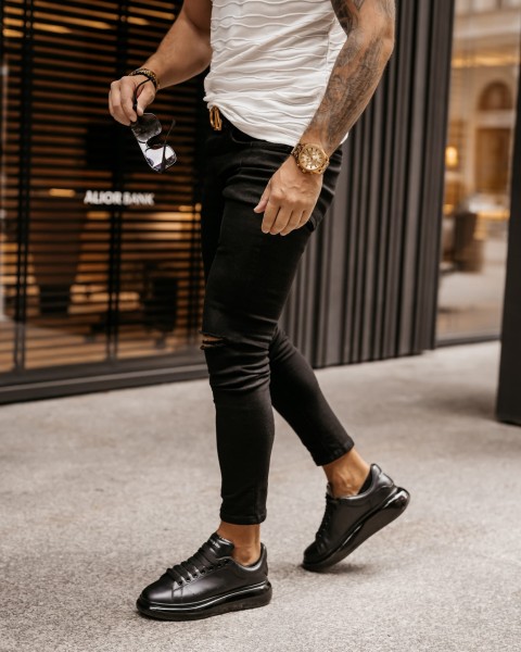 Spodnie jeansowe męskie OLAVOGA MASSINO 2023 czarne  - maWer Fashion