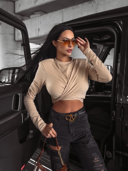 Bluzka damska OLAVOGA JONA 2023 jasny beż - maWer Fashion