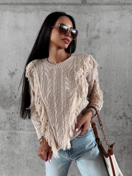 Sweter damski OLAVOGA LAREN 2023 jasny beż – maWer Fashion