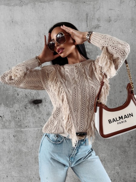 Sweter damski OLAVOGA LAREN 2023 jasny beż – maWer Fashion