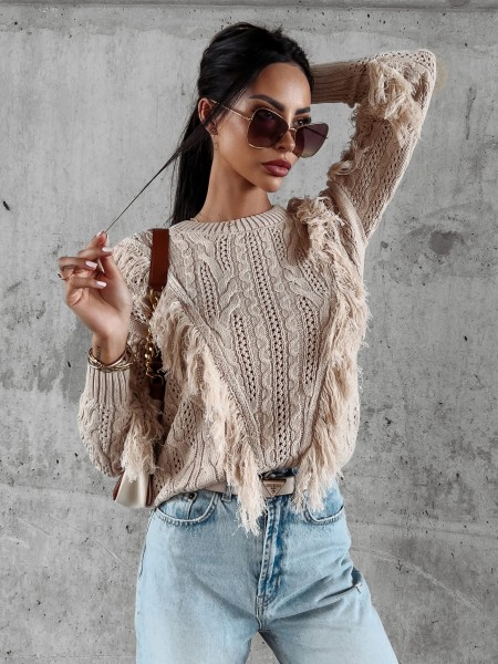 Sweter damski OLAVOGA LAREN 2023 jasny beż – maWer Fashion