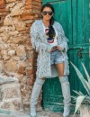 Kardigan damski z frędzlami ZOCCO szary - maWer Fashion