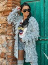 Kardigan damski z frędzlami ZOCCO szary - maWer Fashion